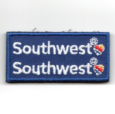 FSS SOUTHWEST AIRLINES 2 LINES BLUE HOOK & LOOP EMBROIDERED JACKET PATCH
