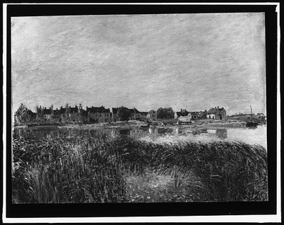 Village,shore,waterfronts,Marne River,France,A Sisley,Detroit Publishing,1900