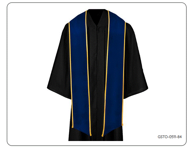 Royal Blue with Gold Trimmed Graduation Stole Stoll Sash 84