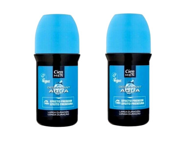 CIEN MEN AQUA 2 x Deo-Roll-on 48-Hour Protection NEW Freshness Effect 2 x 50 ml