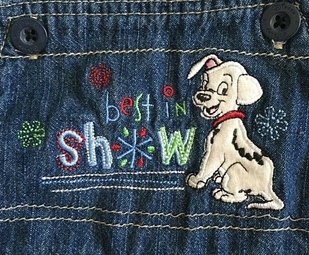 Disney Baby  blue 101 Dalmatians Lucky Best In Show Overalls Sz 3-6 Months GUC