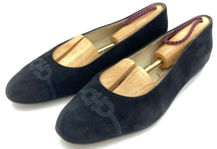 Salvatore Ferragamo Black Velvet Gancini Logo Loafers Shoes
