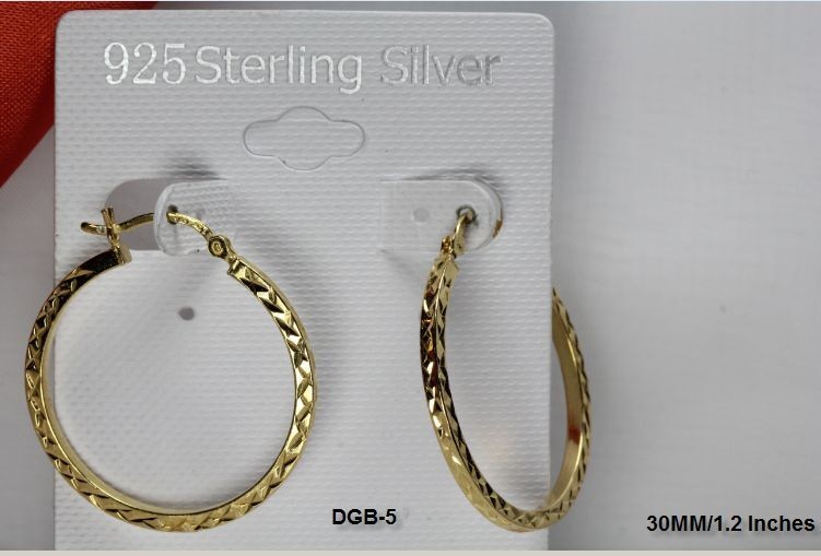 BRAND NEW GOLD PLATED STERLING SILVER 925 30MM CROSS CUT SQUARED HOOP EARRINGS