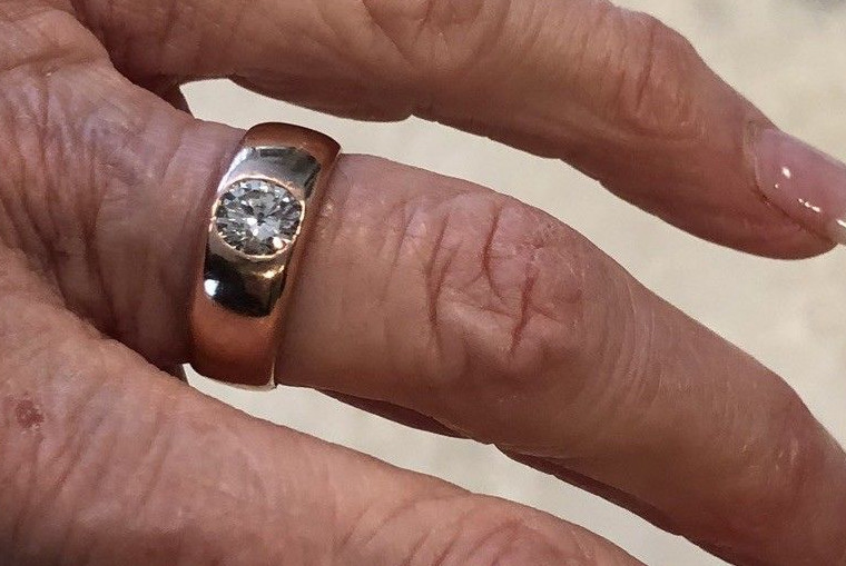 Antique 14K Rose Gold .80 Ct. Diamond Bezel Men's or Lady's Ring - Size 8