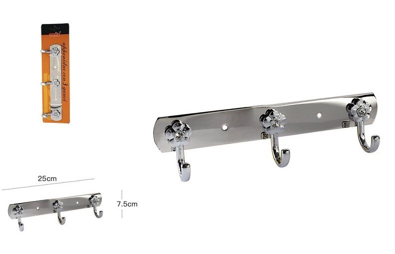 Attaccapanni Appendi Abiti Asciugamani Parete Cromato 3 Posti Fiori dfh
