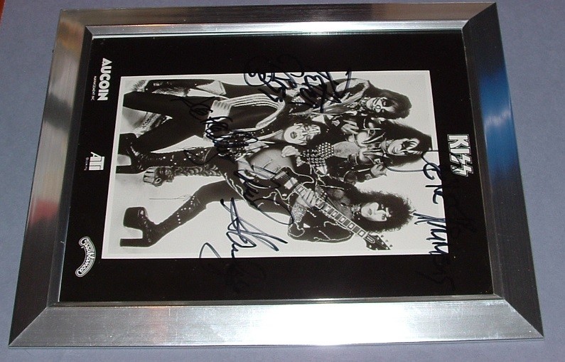 Vintage 1970's KISS Original Band Signed Photo in Frame