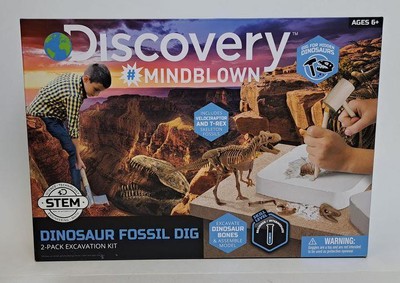 Discovery Mindblown Dinosaur Fossil Dig 2 Pack Excavation Kit STEM Ages 6+ New