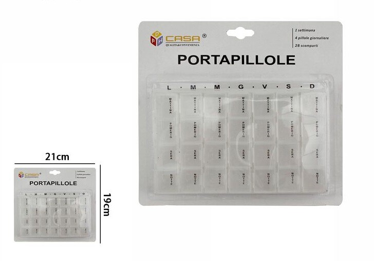 PortaPillole Settimanale Porta Pillole Giornalieri 28 Scomparti per 7 giorni dfh