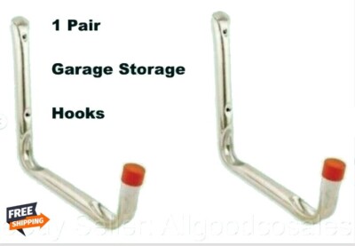 1 Pr.  Storage Hooks Wall Mount  Steel Hanger Garage Ladder Bicycle Yard Tool