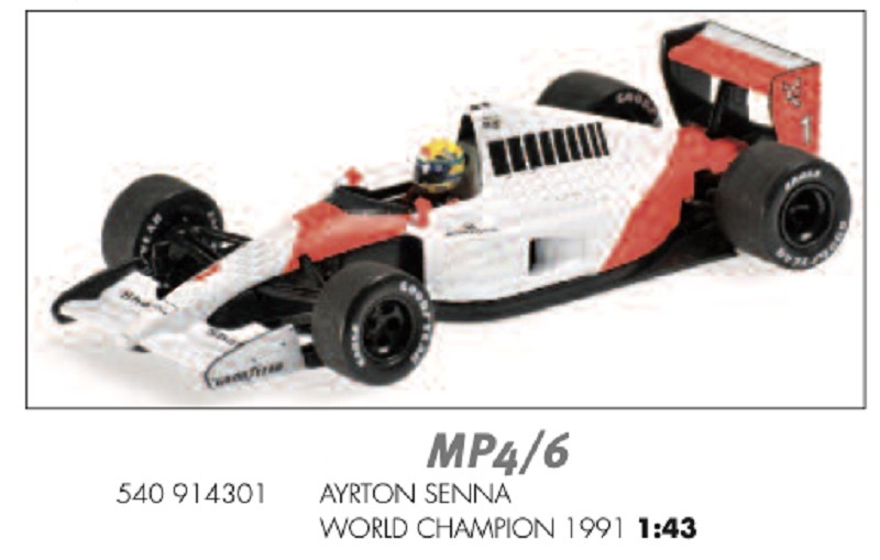 【1/18】Minichamps MP4/6 Ayrton Senna 1/18 Minichamps 1991 Formula 1 Ayrton Senna McLaren MP4/6 #1