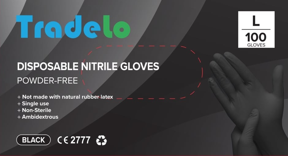Black Nitrile Gloves Super Strong - 1000