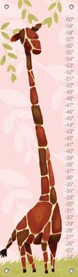 Oopsy daisy Fine Art for Kids Gillespie Giraffe Growth Chart Powder Pink 12in X