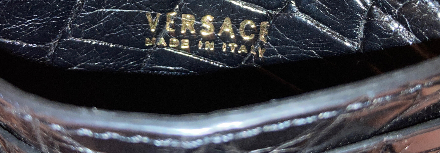 Pre-owned Versace $495 Authentic  Black Leather Black Wallet Credit Card Holder
