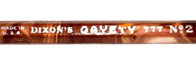''Made in U.S.A. DIXON'S GAYETY 777 No. 2'' Brown Swirls + green Unused Pencil