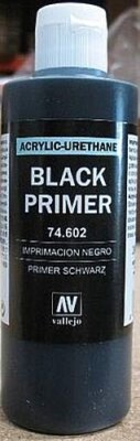 Vallejo Black Primer 200ml Bottle - Hobby and Model Paint Supply - #74602
