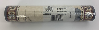 Wallpaper Border Nautical 5 yd Prepasted Fashion Point AX5031B Map Ship Sea NEW