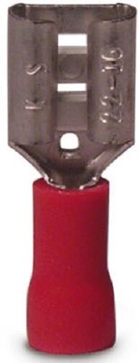 ECM, 100 Pack, Female Disconnect, Red Vinyl Barrel Insulated, Tinned Copper