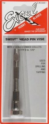 Excel Swivel Head Pin Vise with 4 Chucks Hand Drill Tap and Die 55661