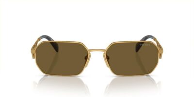 Pre-owned Prada Sunglasses Pra51s 15n01t 58mm Matte Gold / Dark Brown Lens