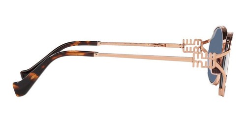 Pre-owned Miu Miu Mu52ys Zvf1v1 Rose Gold Havana Blue Lens Women Sunglasses Authentic In Gray