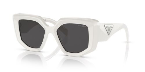 Pre-owned Prada Symbole Pr 14zs 1425s0 Talc White Grey Lens Women Sunglasses Authentic In Gray