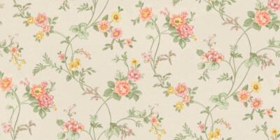 Rasch Wallpaper 288345 Petite Fleur 5 Beige Red Green Flowers Fleece Wallpaper