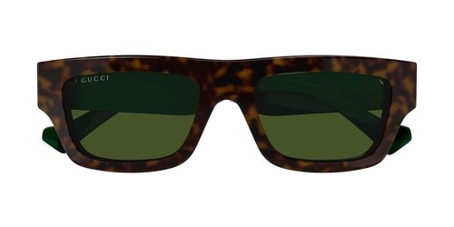 Pre-owned Gucci Gg1301s 002 Havana Brown Green Lens Rectangular Sunglasses Authentic