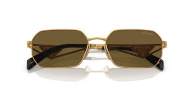 Pre-owned Prada Sunglasses Pra51s 15n01t 58mm Matte Gold / Dark Brown Lens
