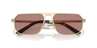 Pre-owned Prada Sunglasses Pra53s Vaf10d 59mm Matte Pale Gold / Light Brown Lens