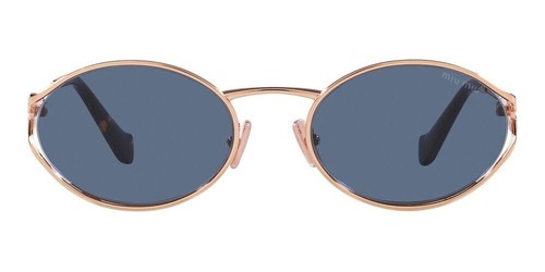 Pre-owned Miu Miu Mu52ys Zvf1v1 Rose Gold Havana Blue Lens Women Sunglasses Authentic In Gray