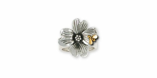 Pre-owned Esquivel And Fees Dogwood Jewelry Silver And Gold Dogwood Ring Handmade Flower Jewelry Dgw1-tnr