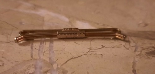 Vintage Signed SWANK 50 Men's Goldtone Tie Clip PAT No 75818