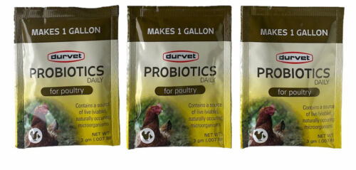 3x Poultry Probiotics By DURVET 1 Packet Makes 1 Gallon