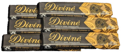 Lot of 9 x Divine Chocolate Dark Chocolate Bar, 1.2 oz