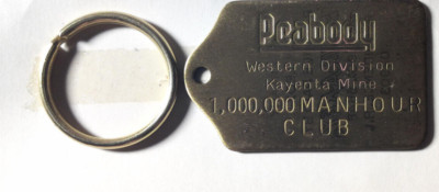 Vintage Peabody Western Division Kayenta Mine 1,000,000 Man Hours Key Chain