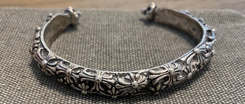 A＆GエーアンドジーCROSS50/SILVER925 BRACELET✜90S Sterling Silver Alternating Fleur-de-Lis and Cross Link