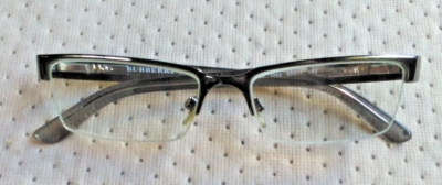BURBERRY B1156 1003 52mm Silver Half Rim Eyeglass Frames Italy 52 17 140 case