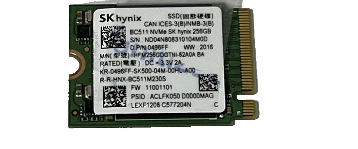 SK ①中古品SK hynix BC511 NVMe 256GB SSD Hynix 256GB BC511 NVMe
