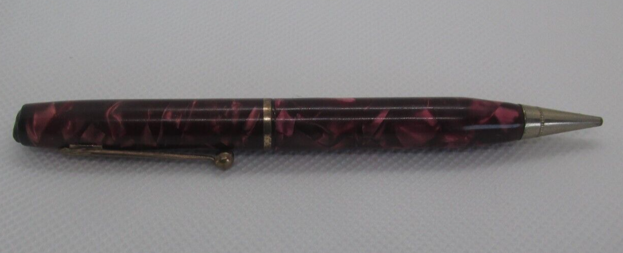 Vintage Writing Instrument Pen Pencil Marble Brown Swirl with Clip