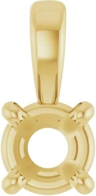 10K 14K 18K Gold Platinum or Silver Unset 10.5 mm Round 4-Prong Pendant