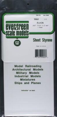 Evergreen Plastic Styrene Plain Sheet (.060 x 6 x 12) (1) - Model Railroad