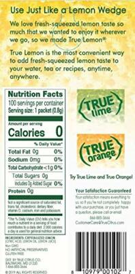 True Lemon Water Enhancer, Zero Calorie Unsweetened Water Flavoring,100 Packet