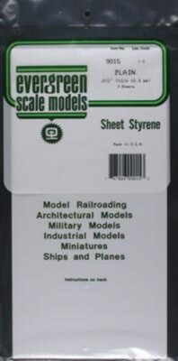 Evergreen Plastic Styrene Plain Sheet .015x6x12 (3) - Model Railroad Scratch