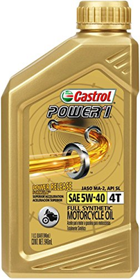 Castrol 06113 Power1 4T 5W-40 Synthetic Motorcycle Oil, 1 Quart Bottle, 6 Pack