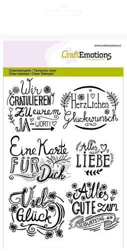 CraftEmotions Silikon Stempel Set A6 6tlg. - wir gratulieren...