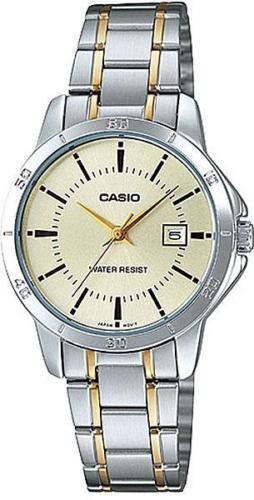 Casio LTP-V009G-7E Orologio Da Donna, Cassa Rettangolare Acciaio Inox, Quadrante Bianco E Indici Dorati, Movimento Quarzo, 30m Impermeabile - 2