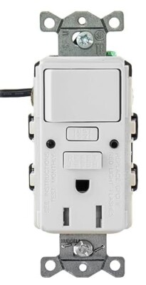 Hubbell GFCI Commercial Self Test Combo Switch 15A 125V White