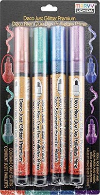 Decocolor Just Glitter Premium Marker Set 4/Pkg-Red Blue Green & Violet