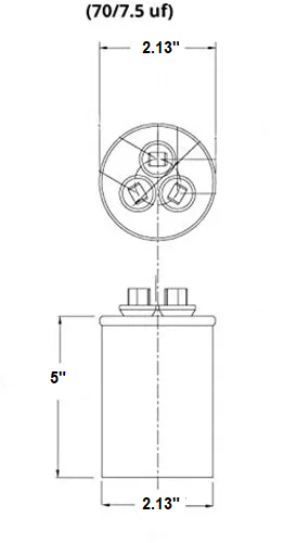 70/7.5 MFD ±5% Dual Run Capacitor 370 450 V CBB65 HVAC AC Motor 70+7.5 uF Fan