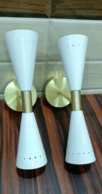 1950's Mid Century Brass Monolith Wall Sconces Lamps Lighting Sconce Set of Two